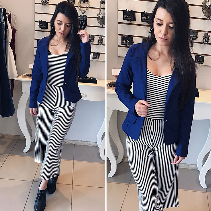 calça pantacourt com blazer